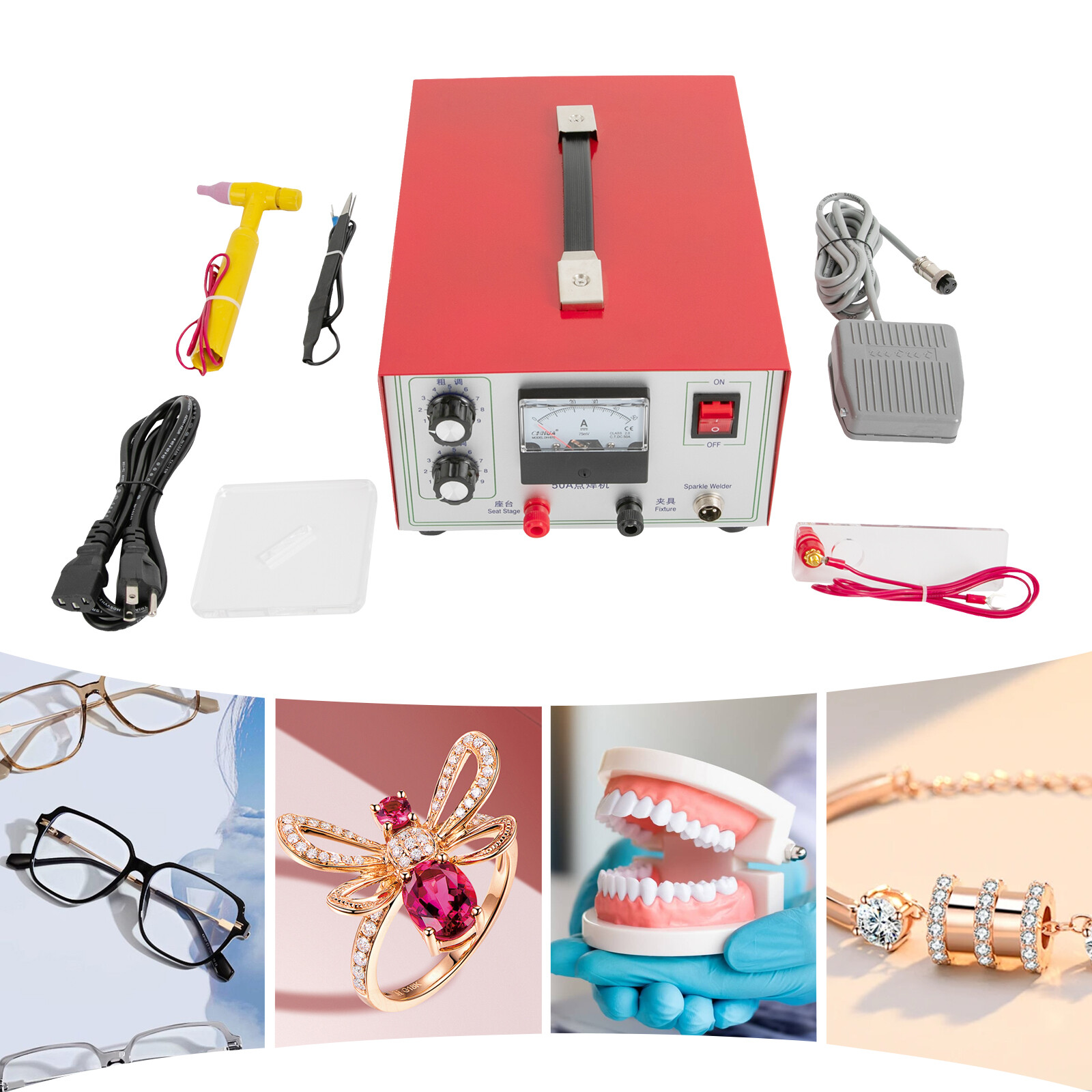 50A Countertop Jewelry Welding Machine Jewellery Spot Welder 500W 0.5-1.2mm