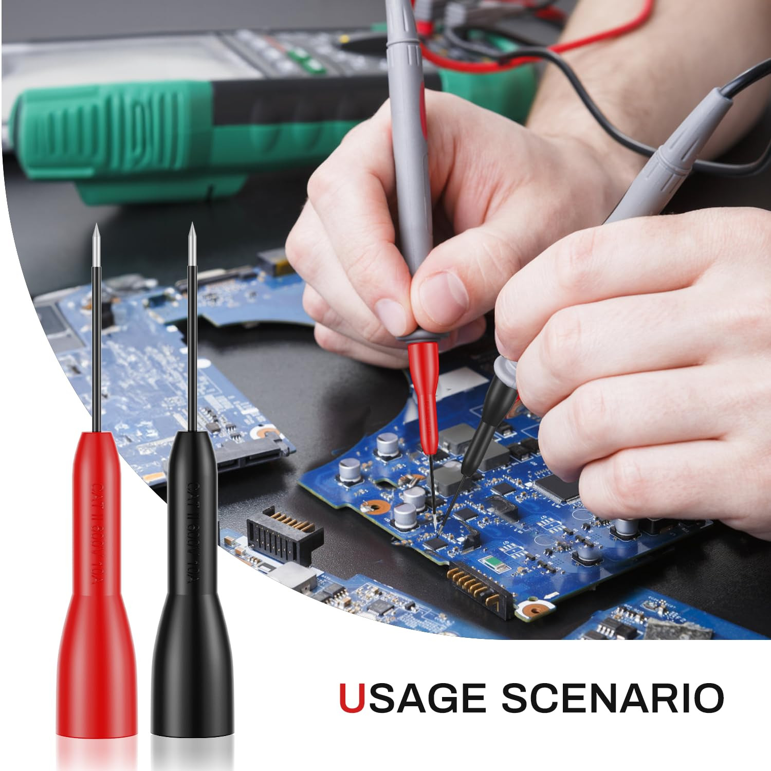 4 Pack 2Mm Extended Needle Test Probes, 600V/10A Non-Destructive Multimeter Test