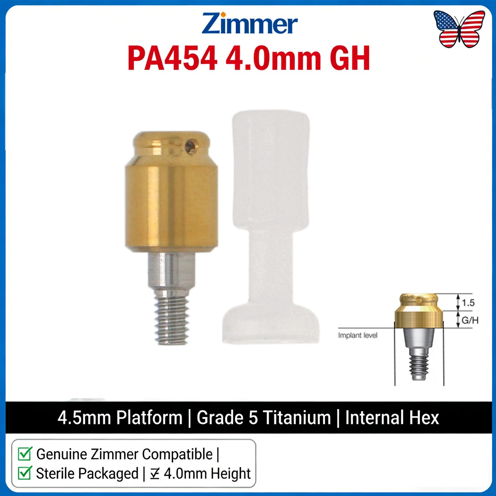 Locator Abutment 1–5mm for Zimmer TSV 3.5/4.5 Compatible MIS Adin Male Caps Tool