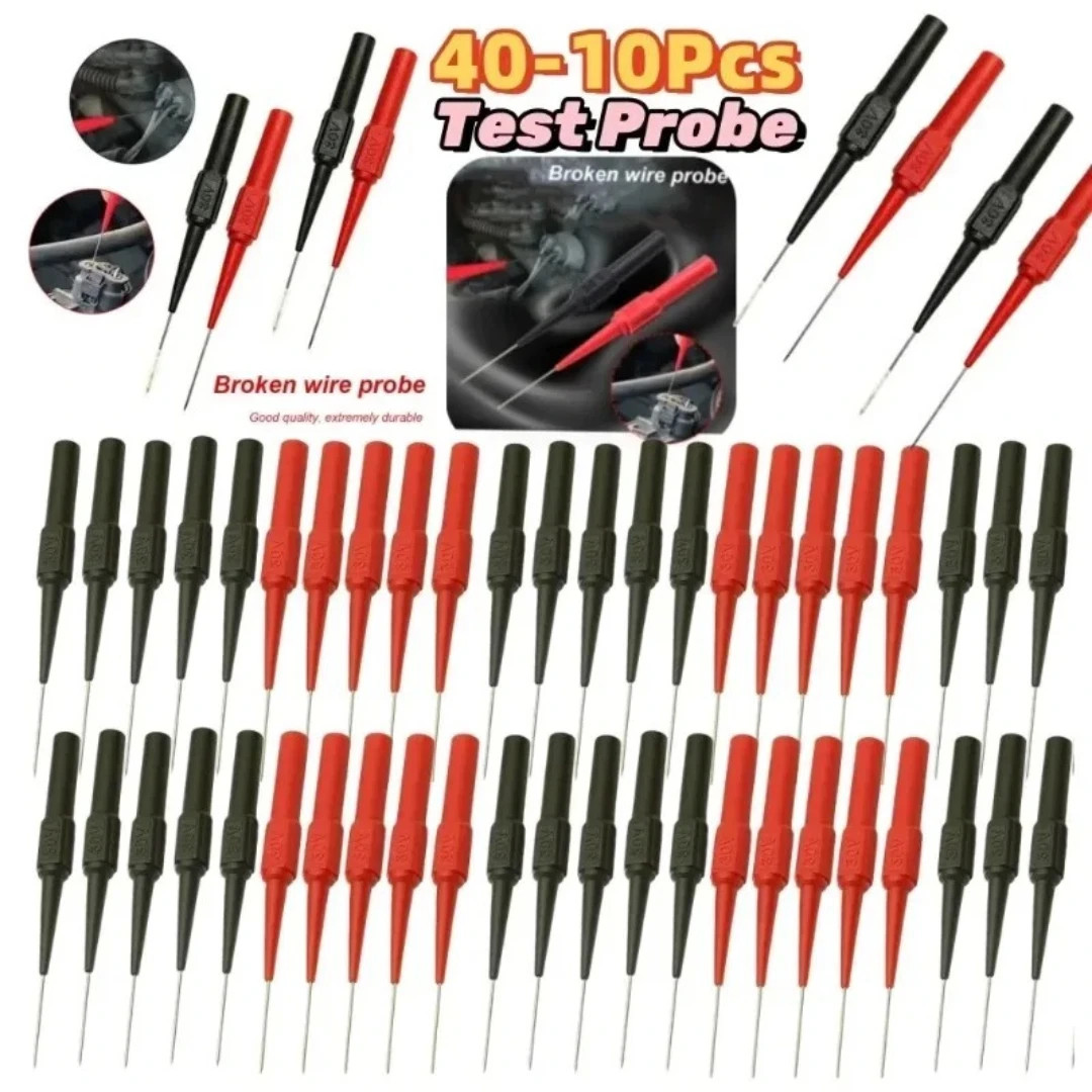 10PCS Multimeter Test Lead Back Piercing Needle Tip Probe Kit 4mm Banana Plug