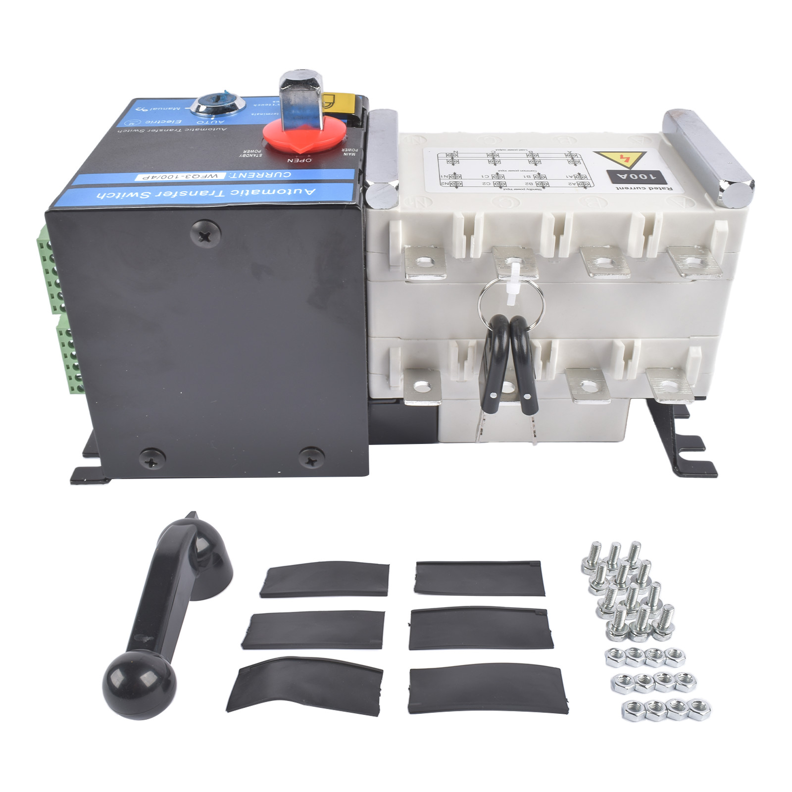 Industrial Automatic Transfer Switch 4P 100A 110V / 220V Auto or Manual Mode