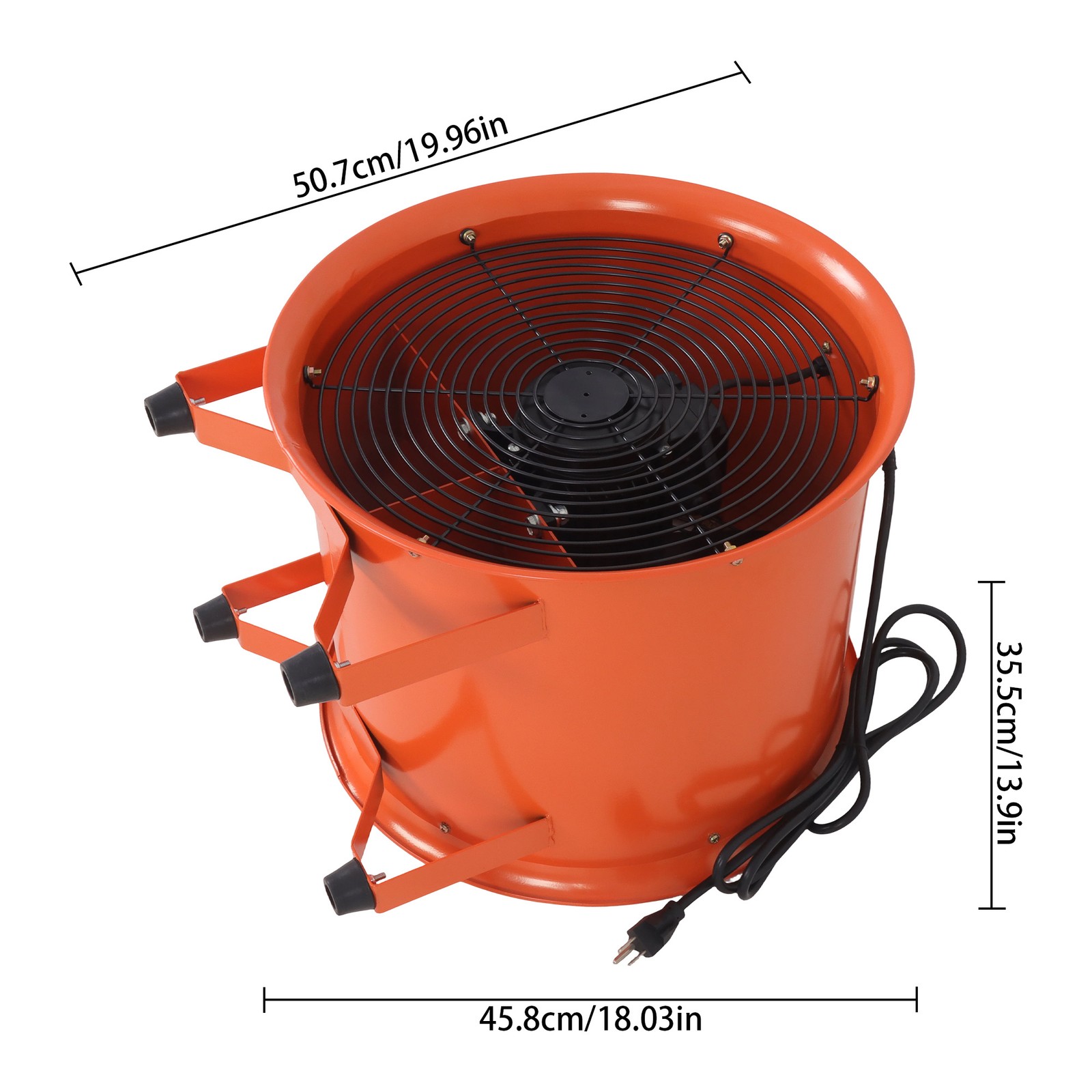 16 Inch Industrial Portable Blower Fan 33 FT Duct Hose 1125W 3000CFM 1450RPM