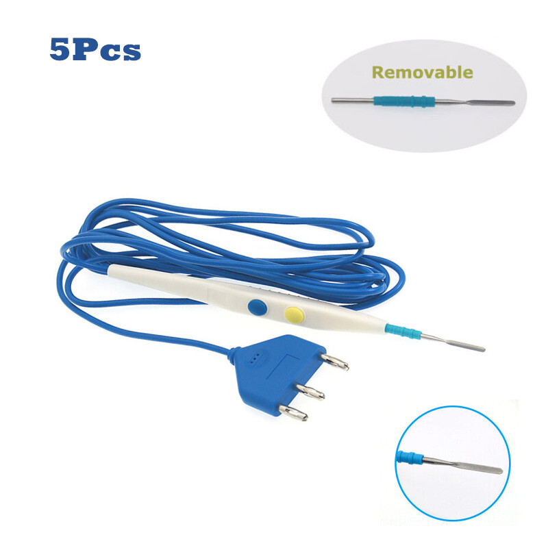 Pack of 5 pcs Diathermy ESU Cautery Pencil Pencil with Blade Electrosurgical