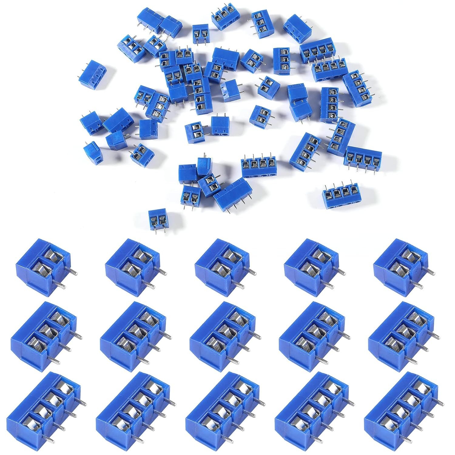 50pcs PCB Screw Terminal Block Set – 2/3/4Pin, 5.08mm Pitch