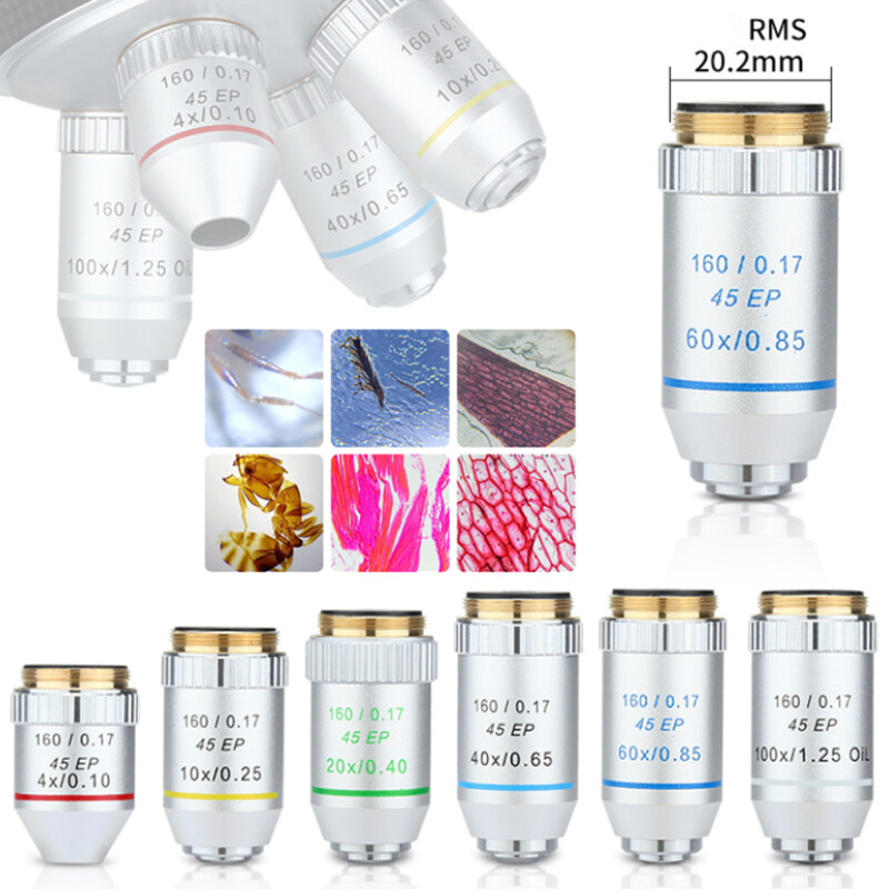 4X 10X 40X 100X Semi Plan Achromatic Objective Lens for Biological Microscope