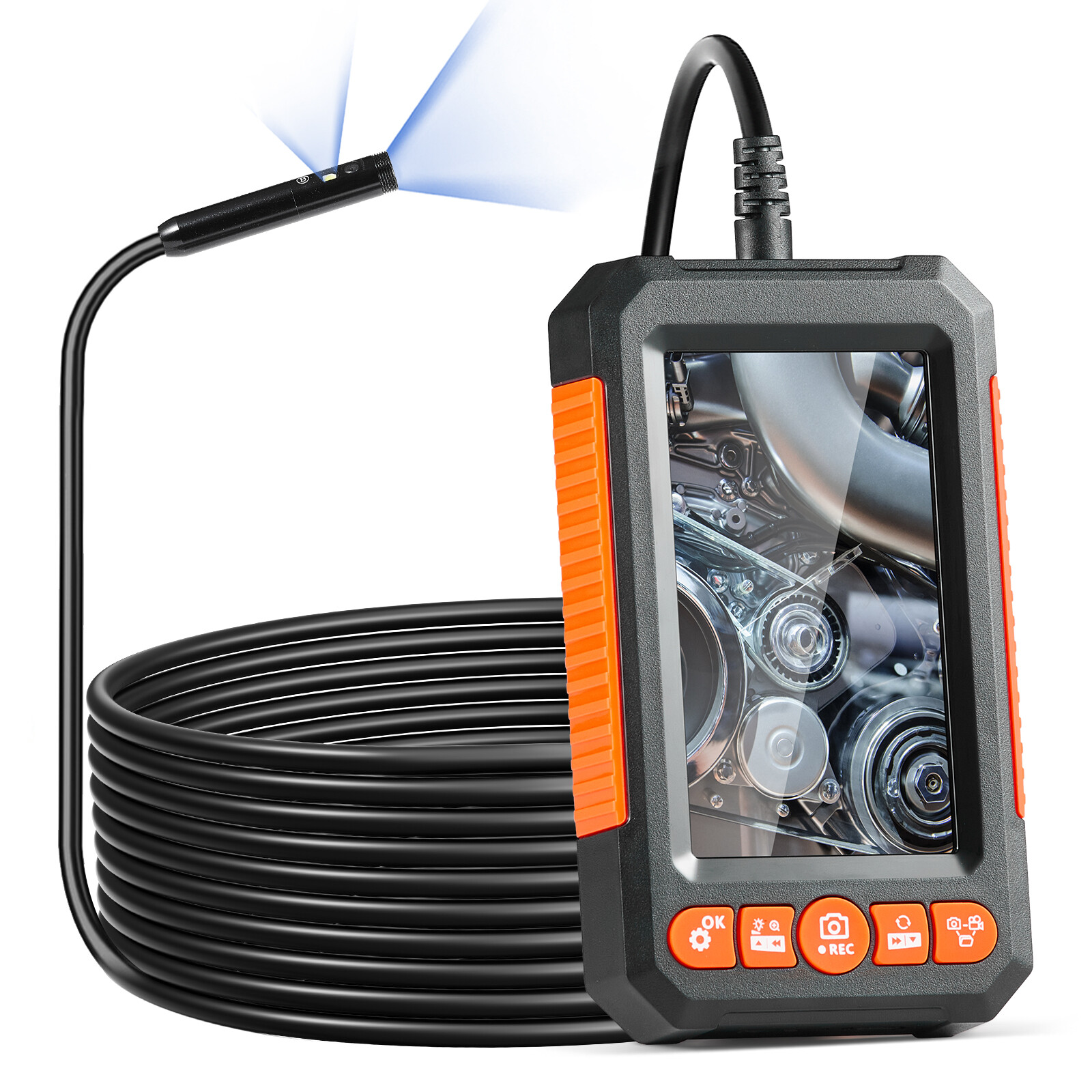 VEVOR Endoscope Camera with Lights Dual Lens Borescope 16.4FT Cable 4.3″ Screen