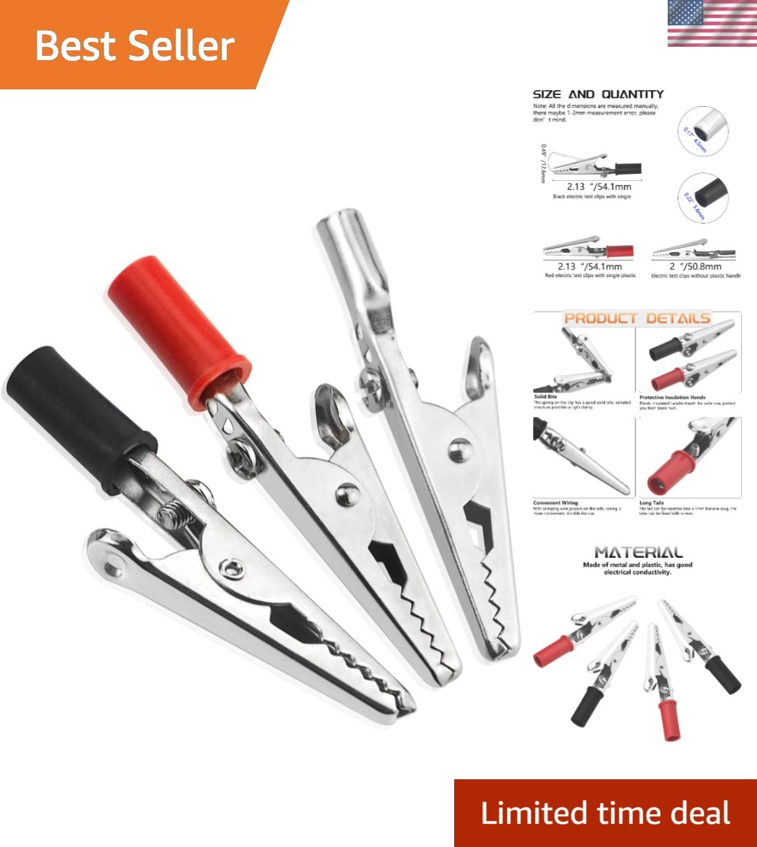 High Quality 22 PCS Red & Black Alligator Clips – Perfect for Electrical Testing