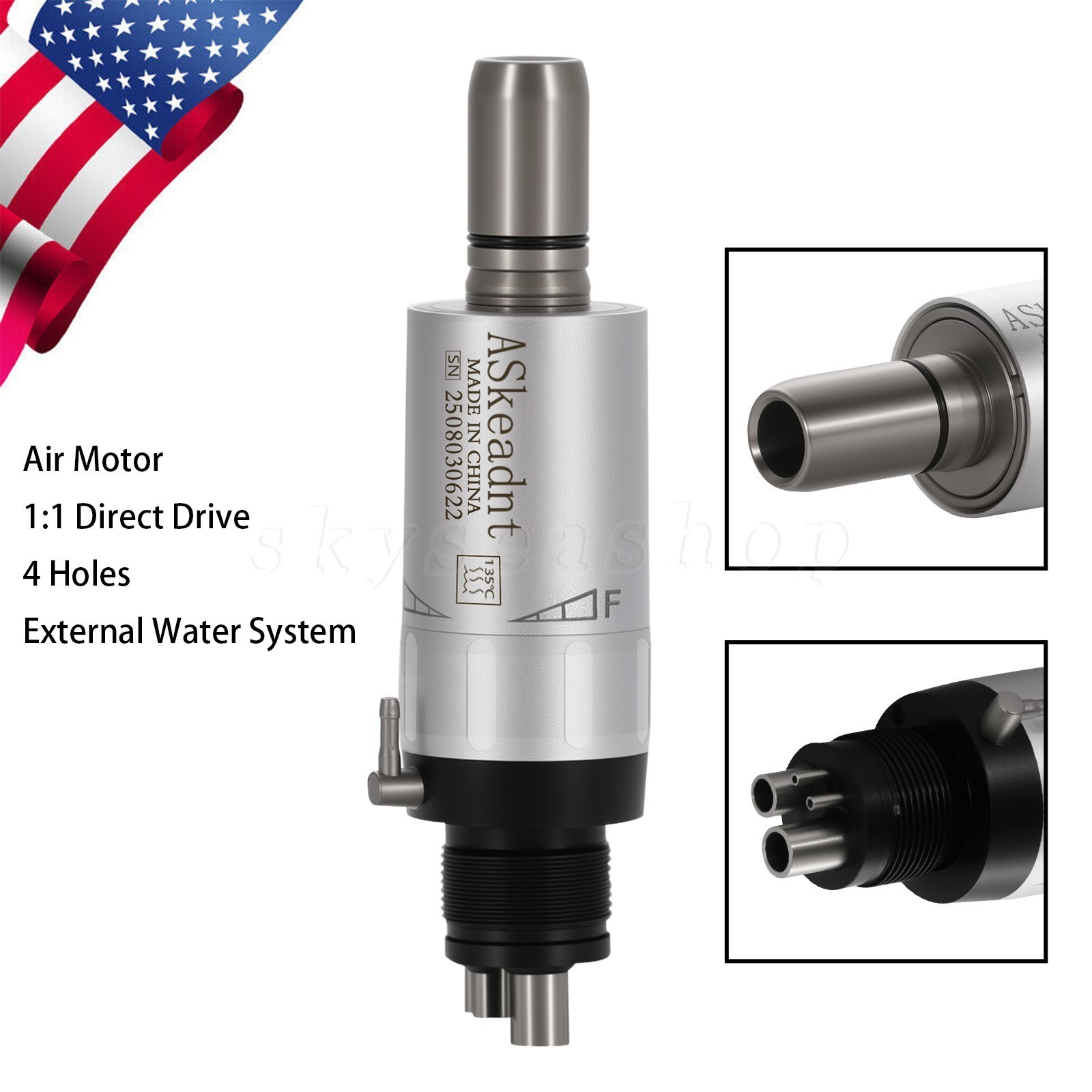 ASkeadnt Dental slow low Speed Handpiece Air Motor 4 Holes E-Type Connector FX