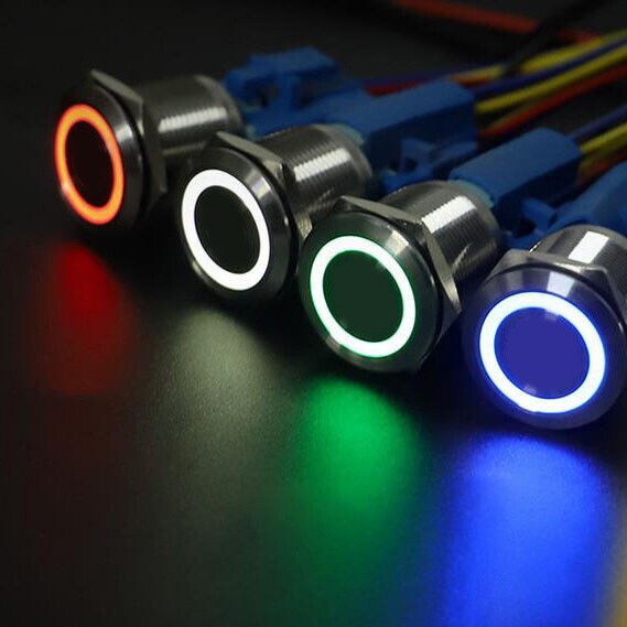 19mm 12V LED ON OFF Waterproof Stainless Steel Latching Push Button Power Switch