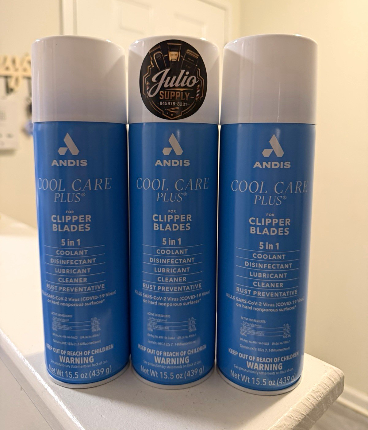 Andis Cool Care Plus 5-in-1 Clipper Blade Spray 15.5 oz, 3 Pack