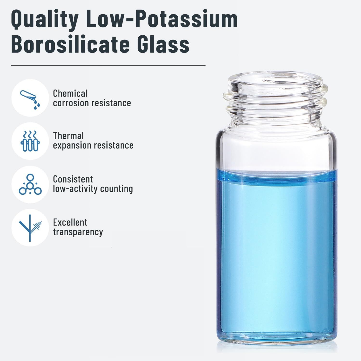 20ML Scintillation Vials 100PCS Lab Borosilicate Glass Liquid Scintillation Vial