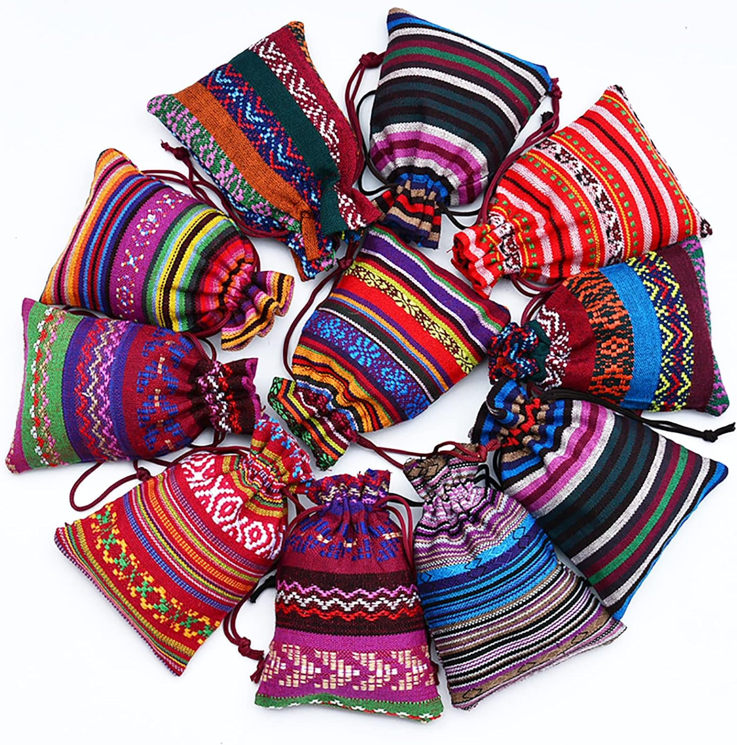30 Pack Mexican Fiesta Mini Drawstring Gift Bag Egyptian Style Jewelry Coin Pouc