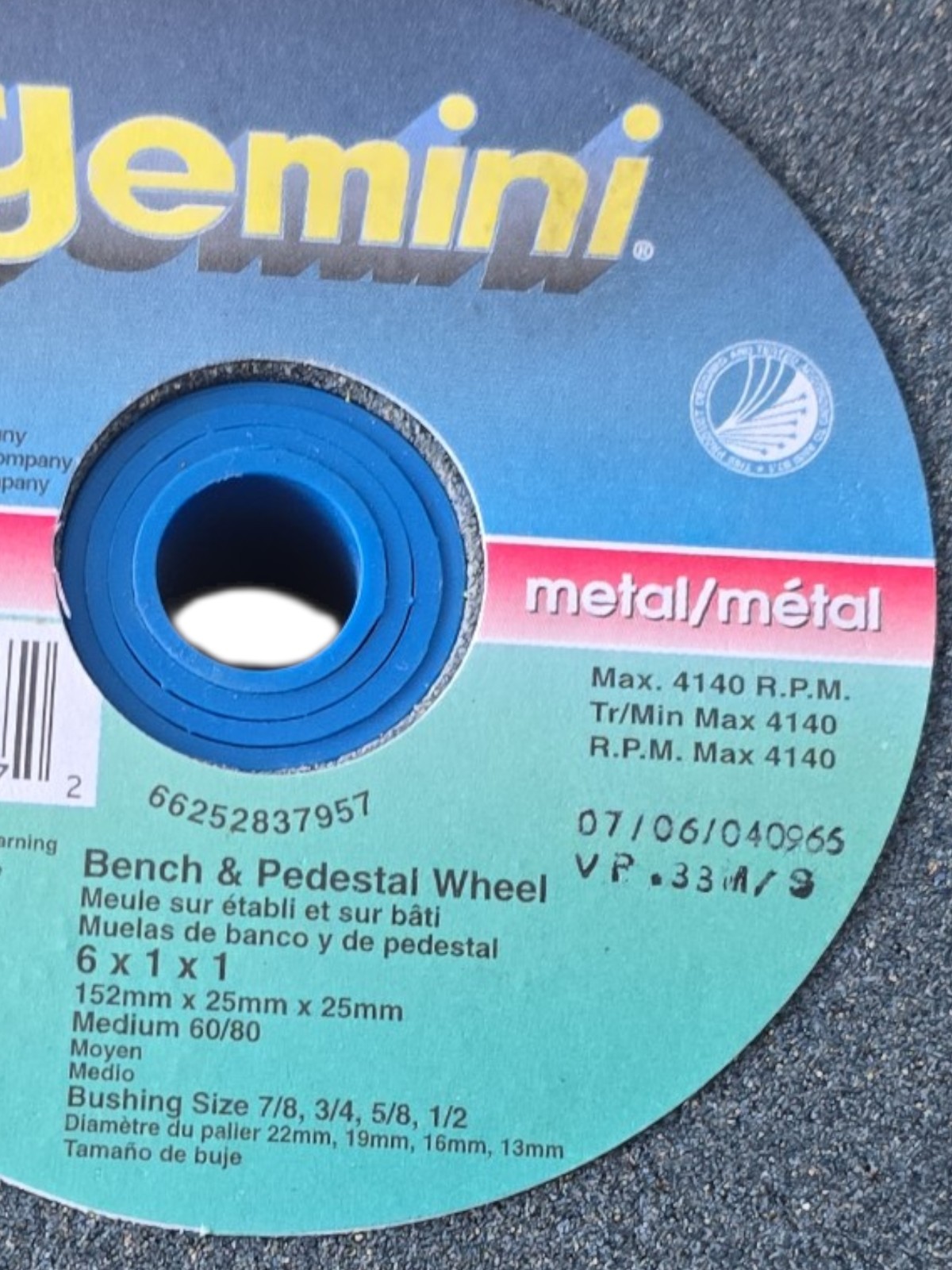 Norton gemini 66252837957 6″ X 1″ X 1″ grinding wheel Medium 60/80