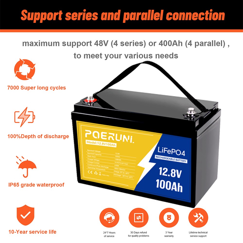 NEW 12V 100Ah LiFePO4 Lithium Battery 8000+ Deep Cycle BMS for Solar RV Off-grid