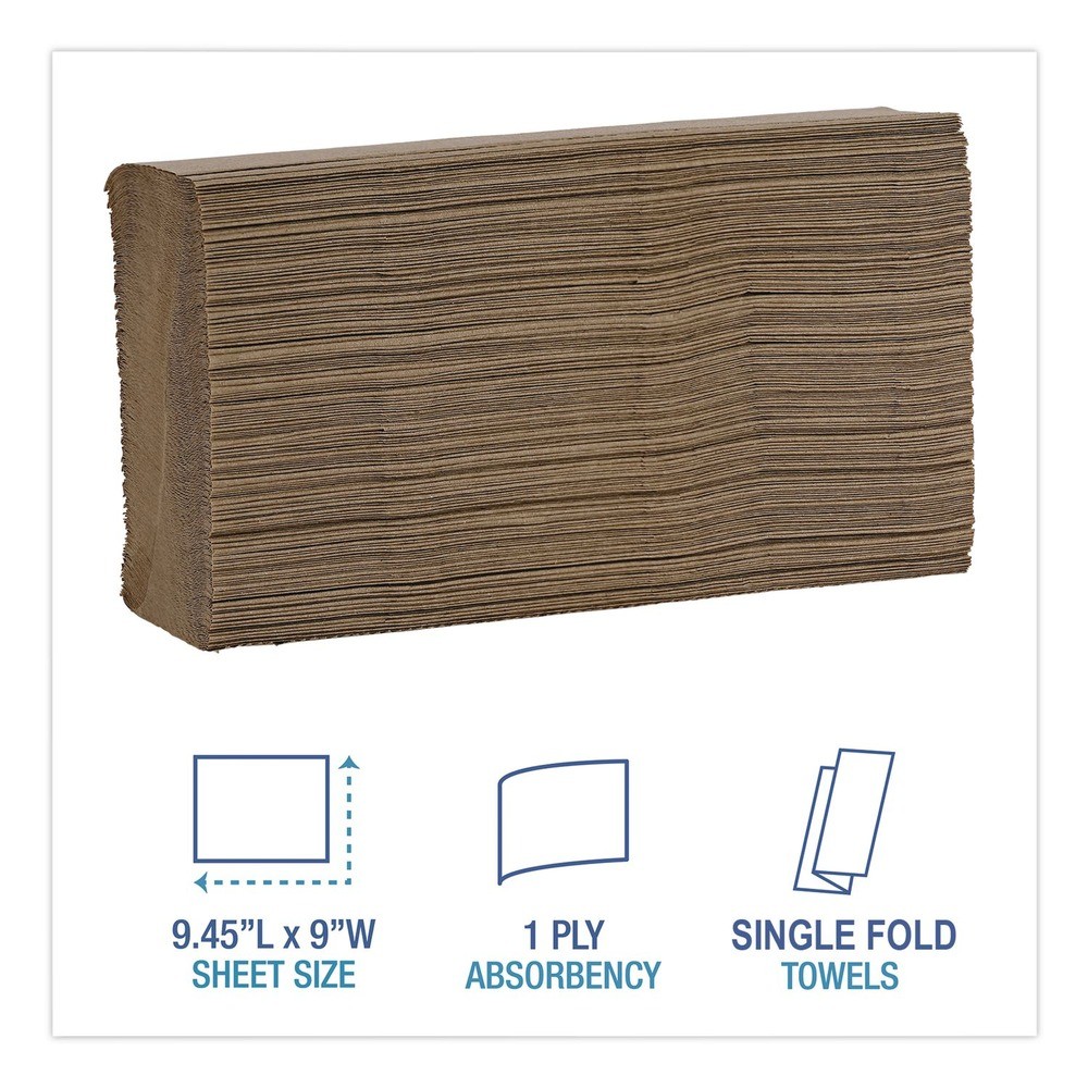 Boardwalk SF4000K 9″ x 9.5″ 1-Ply Folded Paper Towels – Kraft (16/CT) New