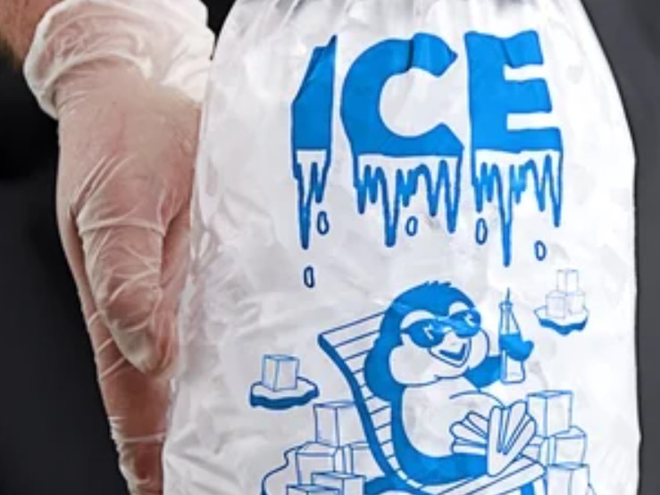 5 LB 1000/Bundle Clear Plastic Ice Bag With Ice Print Extra Strength