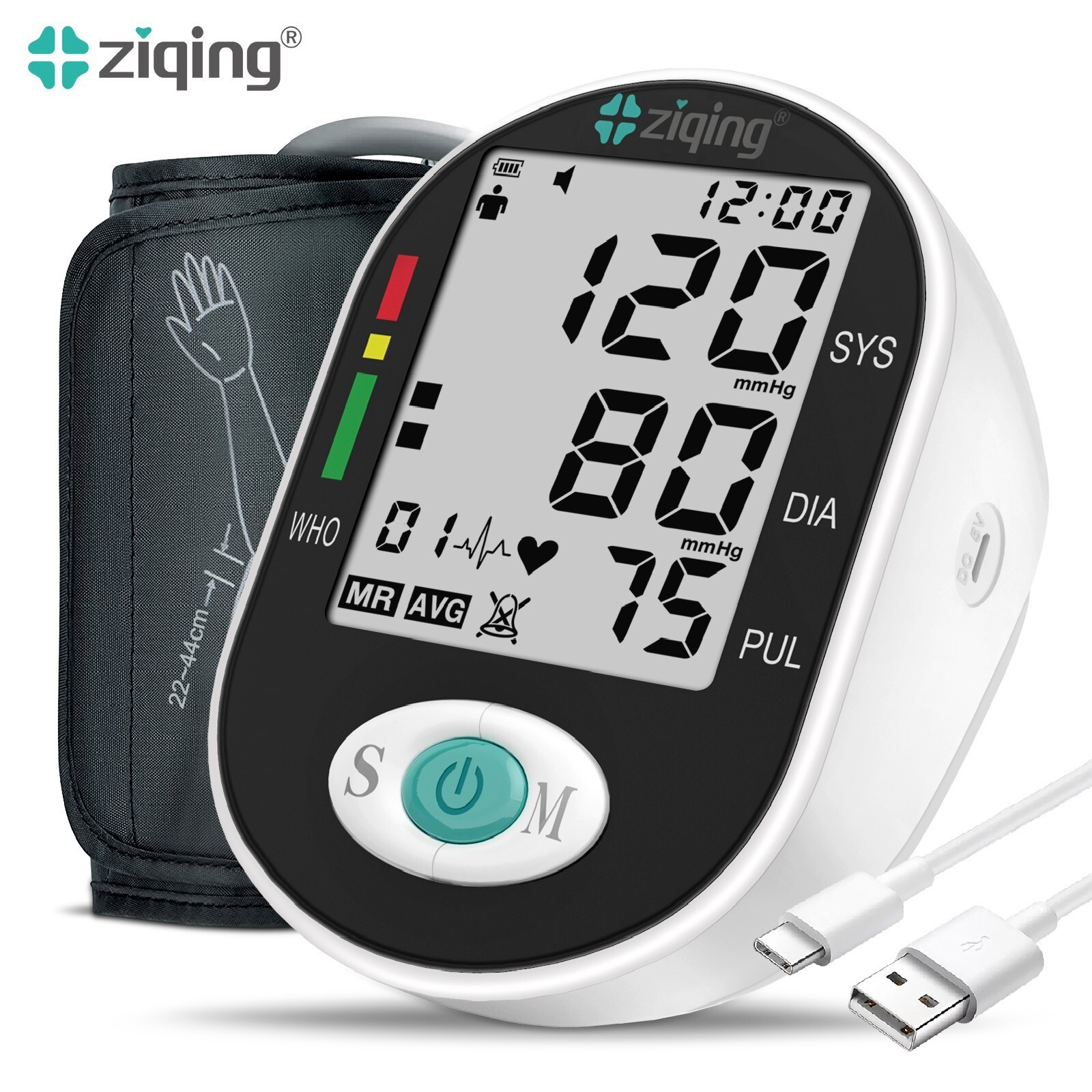 LCD Digital Blood Pressure Monitor Arm BP Large Cuff Pulse Meter Machine & Voice