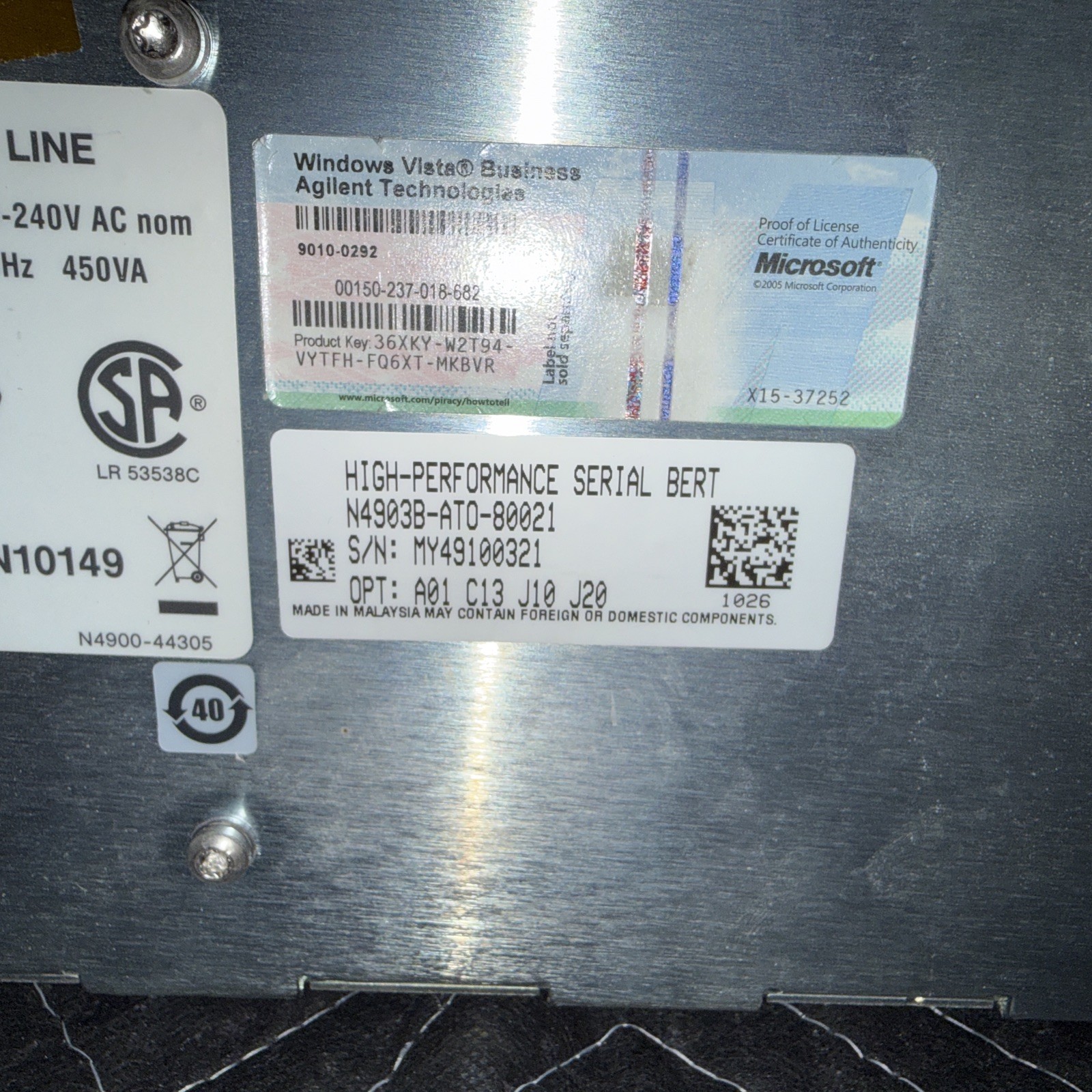 Agilent / Keysight N4903B MY49101043 Serial J-BERT, 150 Mb/s to 12.5 Gb/s Option