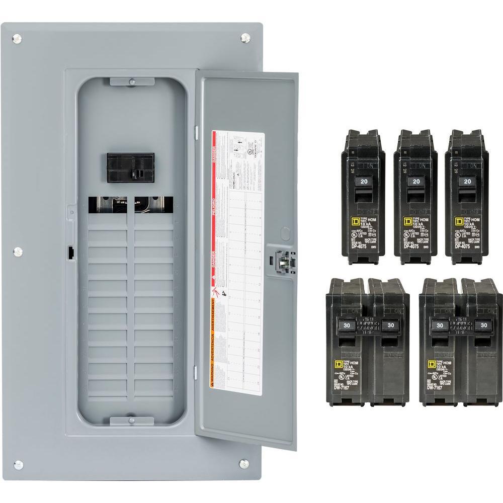 square d main breaker 24-space 48-circuit plug-on neutral load center w/ cover