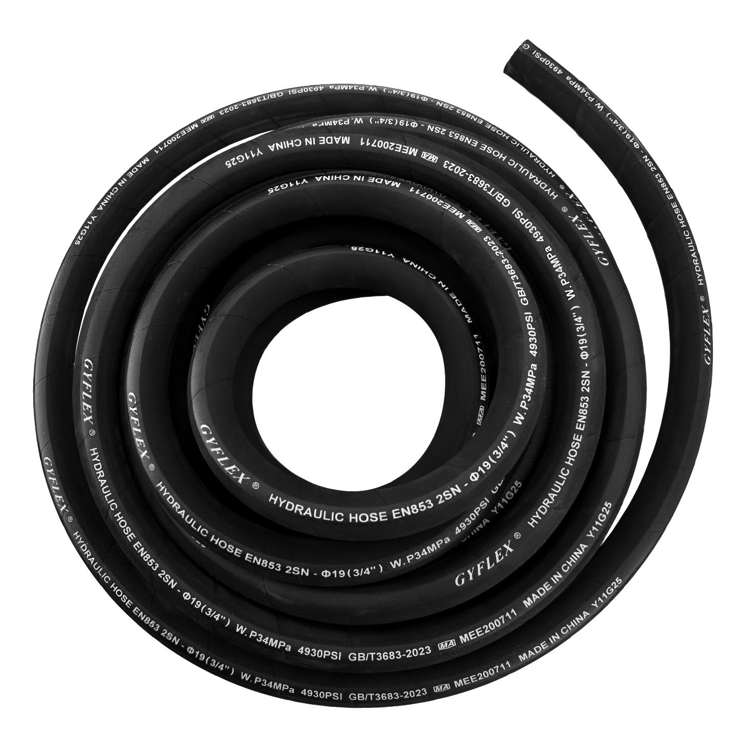 50FT 3/4″ Hydraulic Hose with 12PCS Hydraulic Hose Fittings W.P.34MPa / 4930PSI