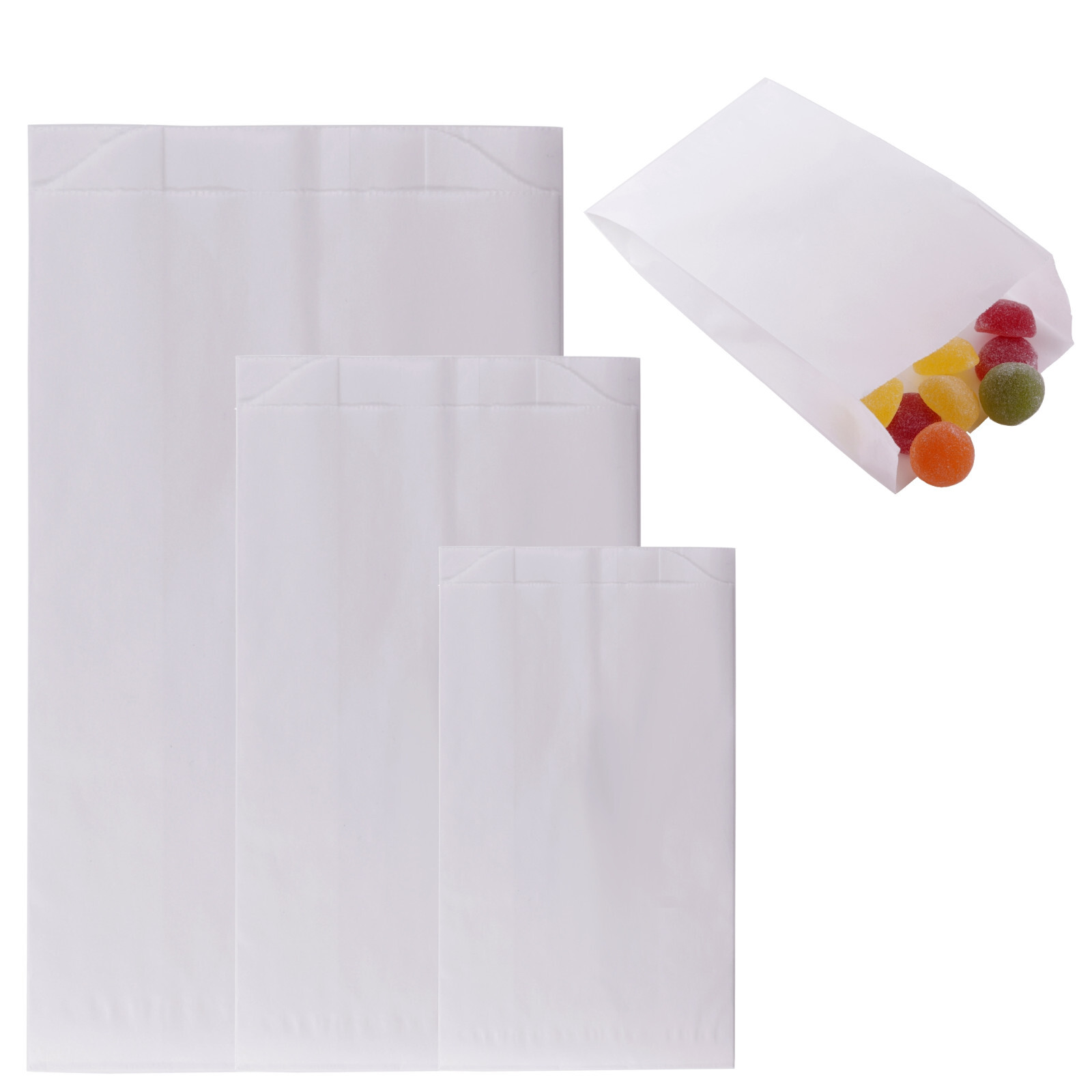 Papiertüten Weiss, Geschenktüten Papier, Kleine Krafttüten, Brottüten Brötchen
