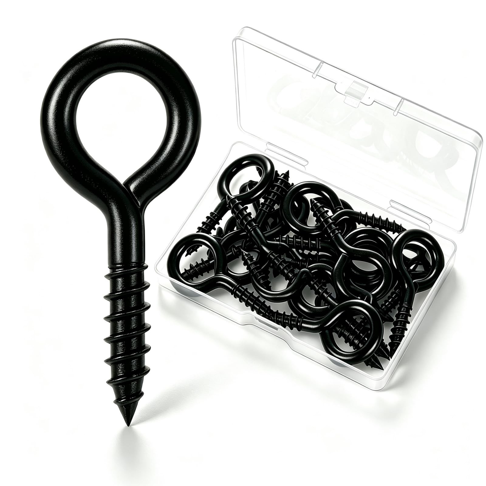 10 Pcs M6 Eye Screws, 2.2 inch Black Eye Hooks,Heavy Duty Screw Eye Bolt for …