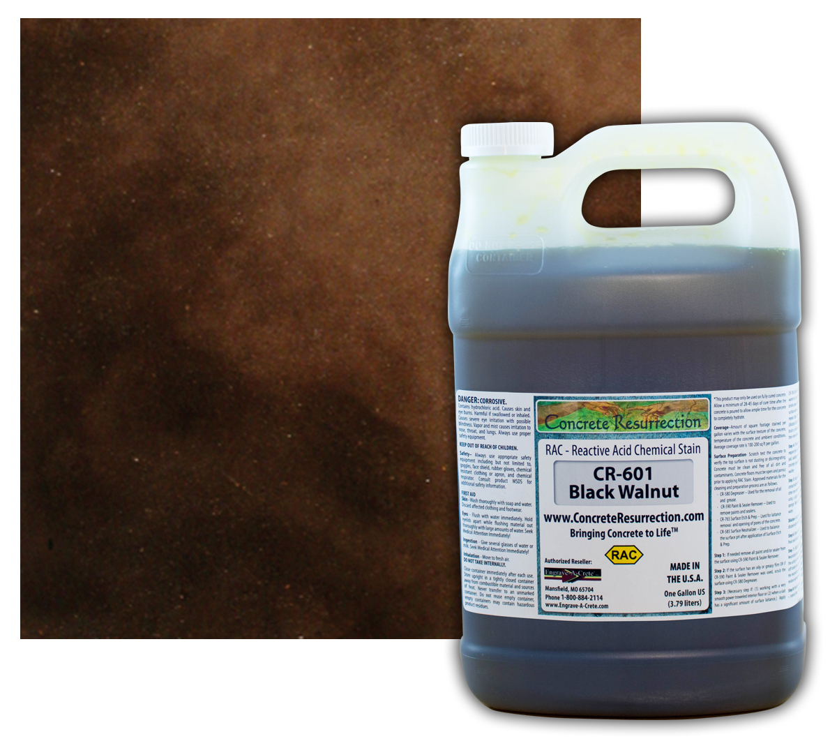 Professional Easy to Apply Concrete Acid Stain-Black Walnut – 1 Gallon