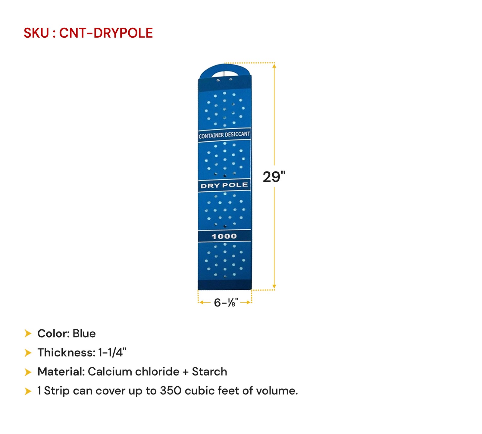 Shipping Container Desiccant Strip w/ Hanger for Moisture Absorption (60 Days)