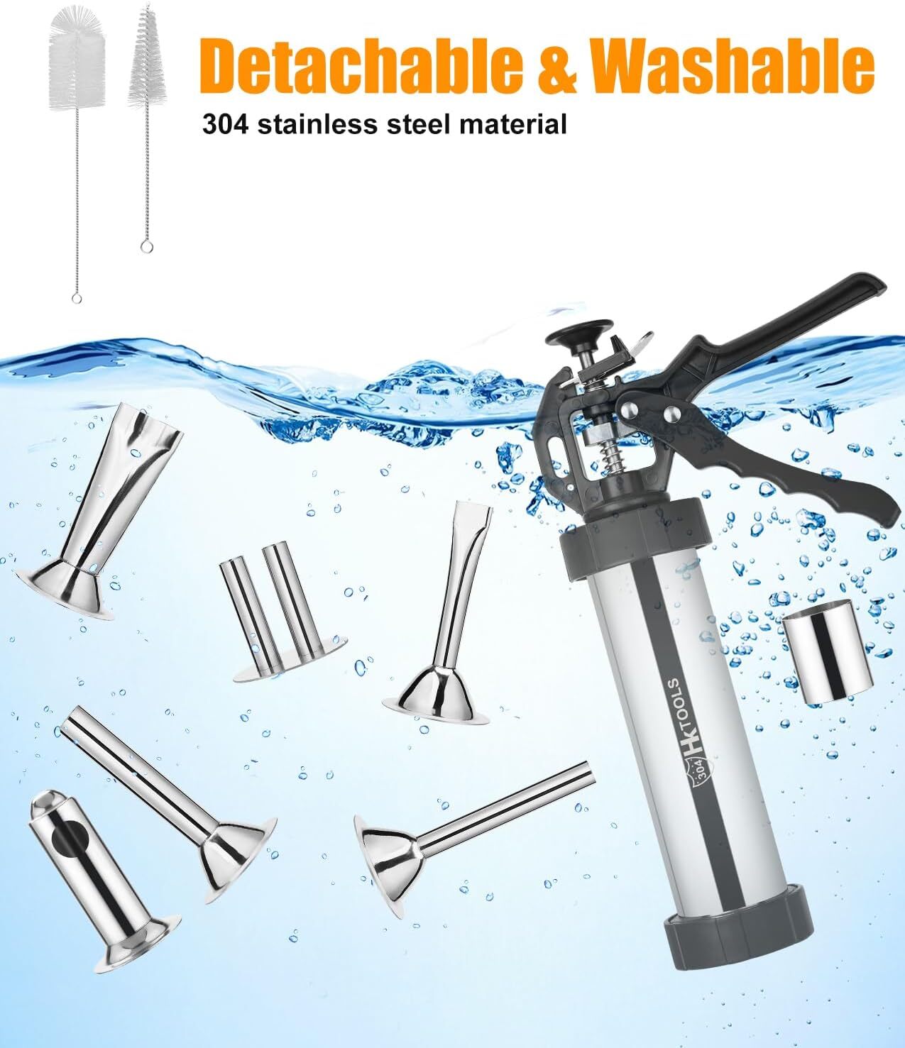 Meatball Maker Jerky Gun Kits 2.5 LB Stainless Steel Sausage Stuffer Waterproof