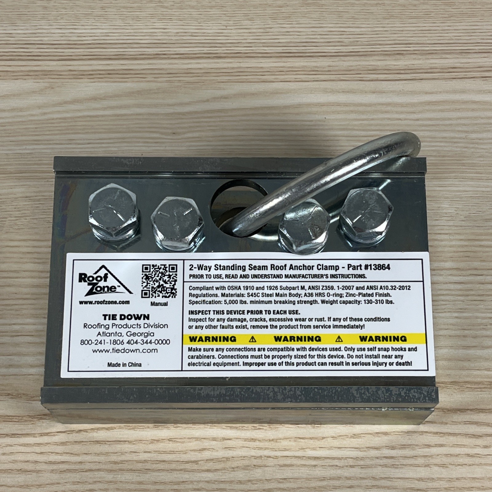 Roof Zone 2-Way Standing Seam Anchor Clamp Tie Down PART No. 13864