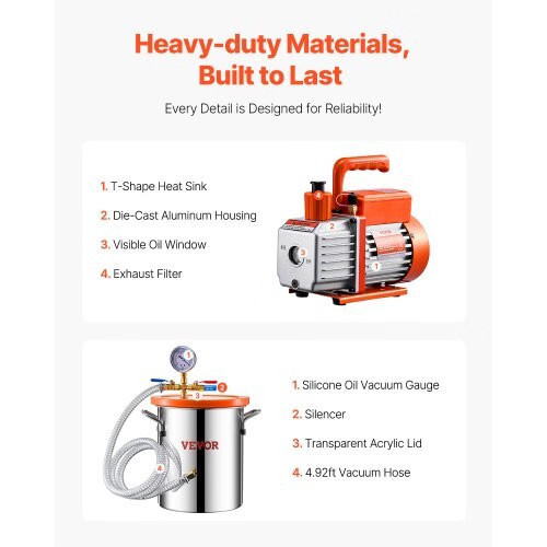 3 Gallon Vacuum Chamber and 3.5 CFM Pump Kit, Stainless Steel Chamber, Single St
