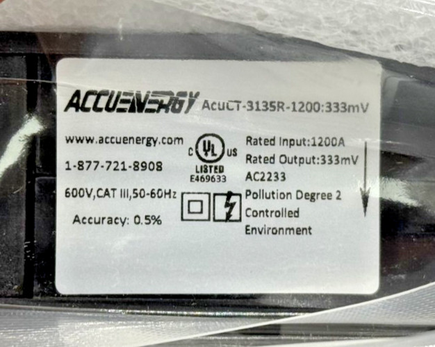 ACCUENERGY AcuSplitCT Series 333mV Output CT AcuCT-3135R-1200:333mV 1200A