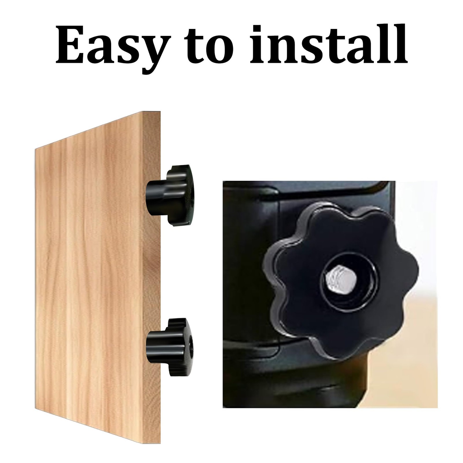 M6 Black Plastic Star Knobs Clamping Handle Nut Thru Hole Female Thread 10 PCS