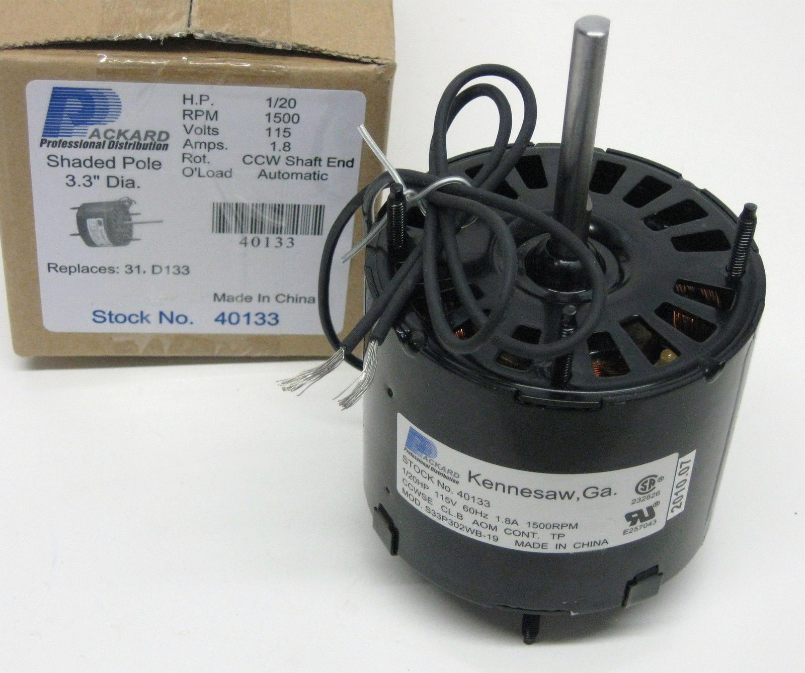 40133 3.3″ Motor 1/20 HP 1500 RPM 115 Volts CCW Rotation Replaces Fasco D133
