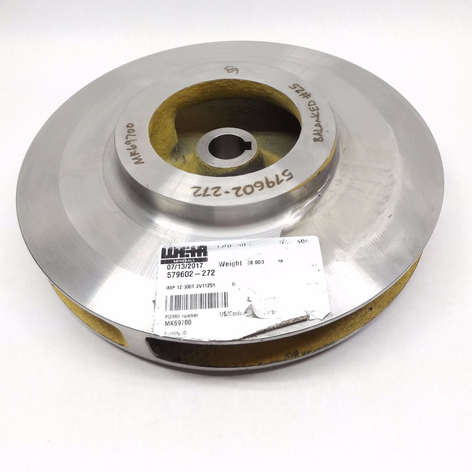 WEIR MINERALS 2V11251 12.500T IMPELLER 579602-272 38.000# REBALANCED