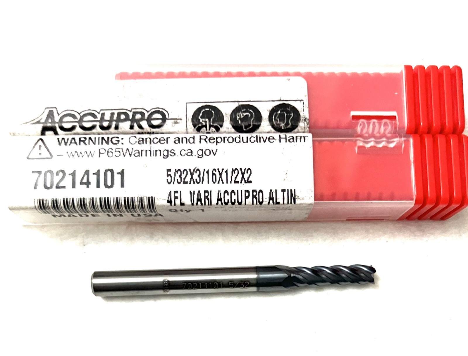 Accupro 5/32″ 4FL Square End Mill Solid Carbide AlTiN 70214101 NEW