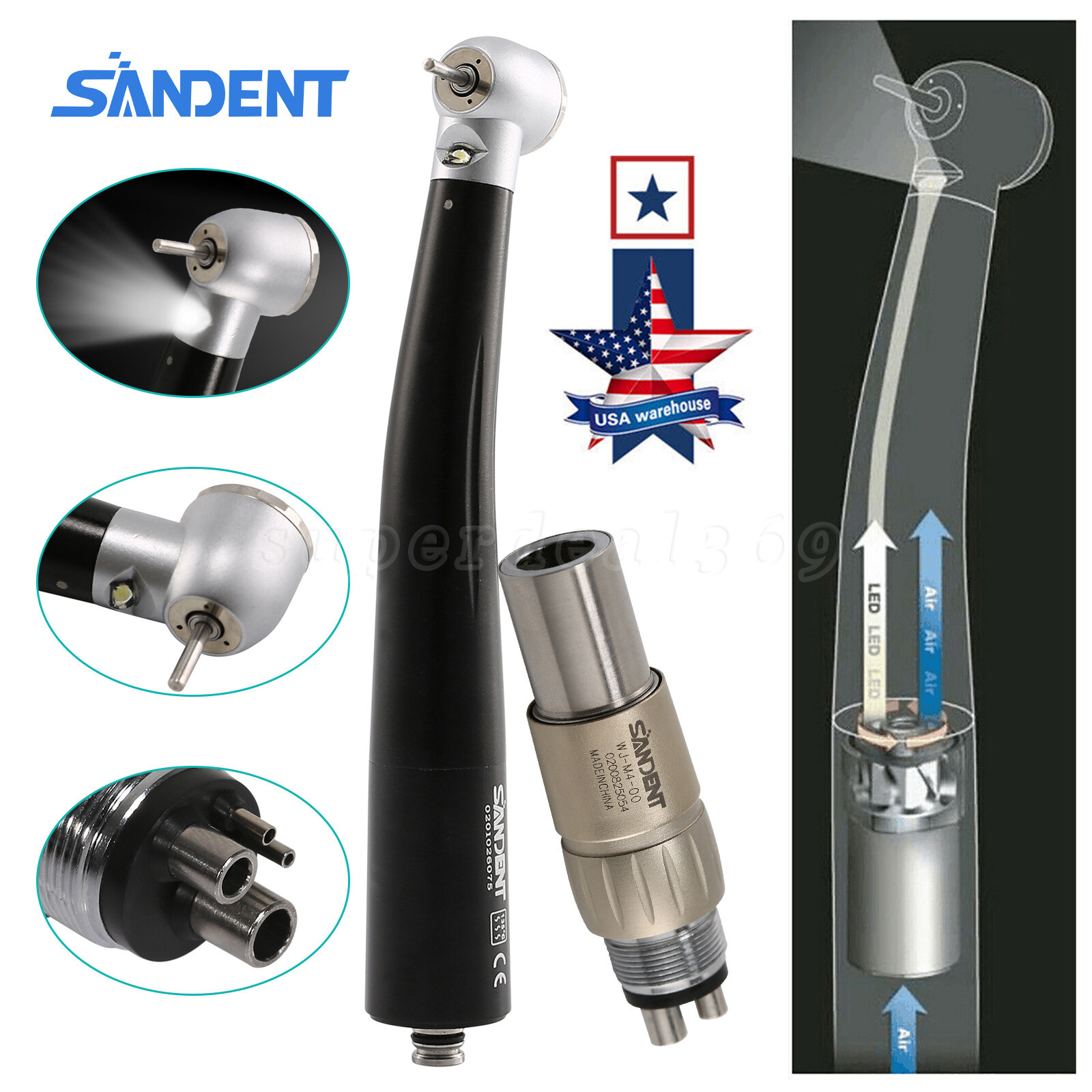 1-5* NSK Style Dental LED E-generator High Speed Handpiece /4Hole Coupler OR