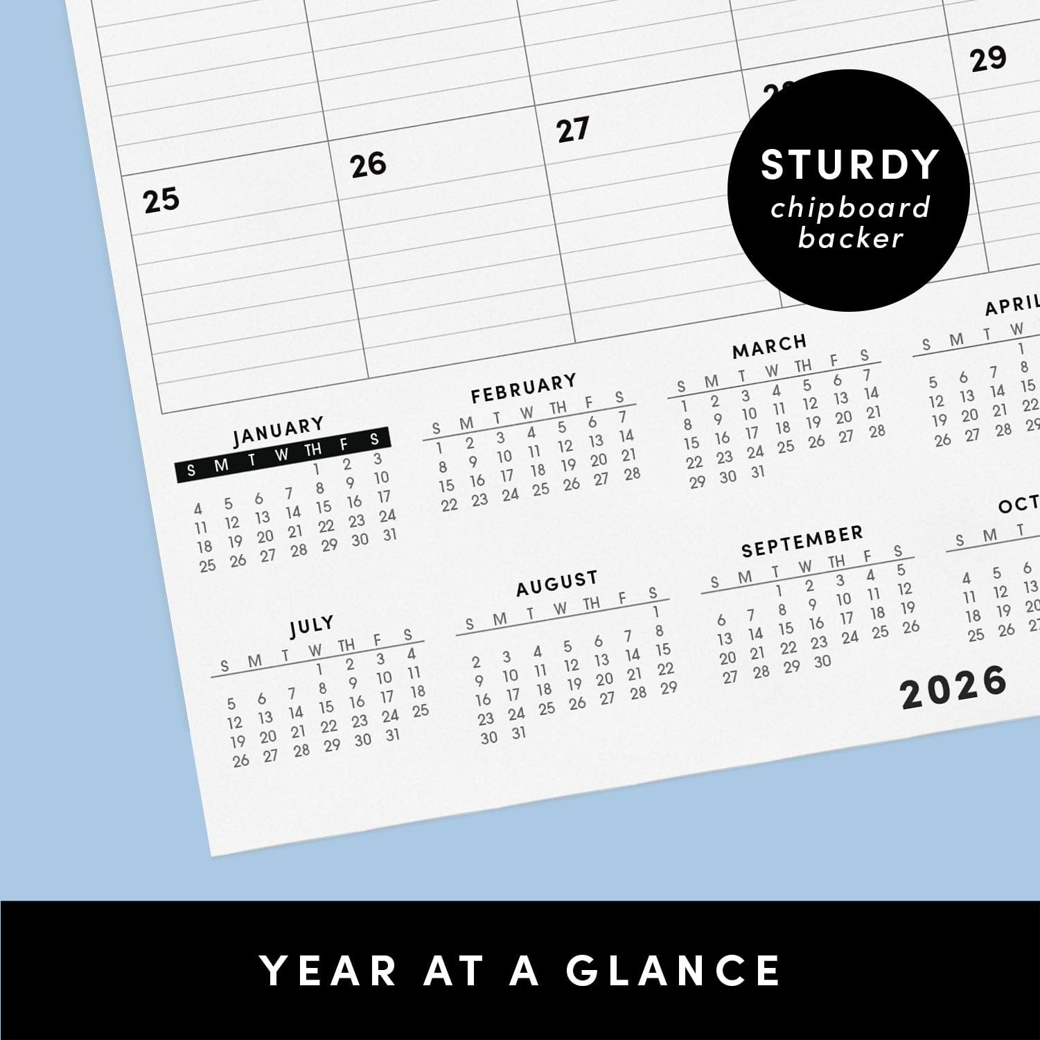 PAPERAGE 2026 Calendar, 12 Months (January 2026 Medium (Vertical) 2026, Black