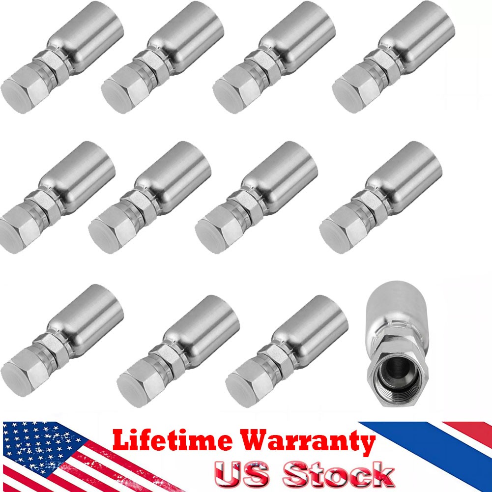 12 Pack 3/8″ Hydraulic Hose End Fittings: 3/8″ I.D. Hose x 3/8″ JIC 37° Female