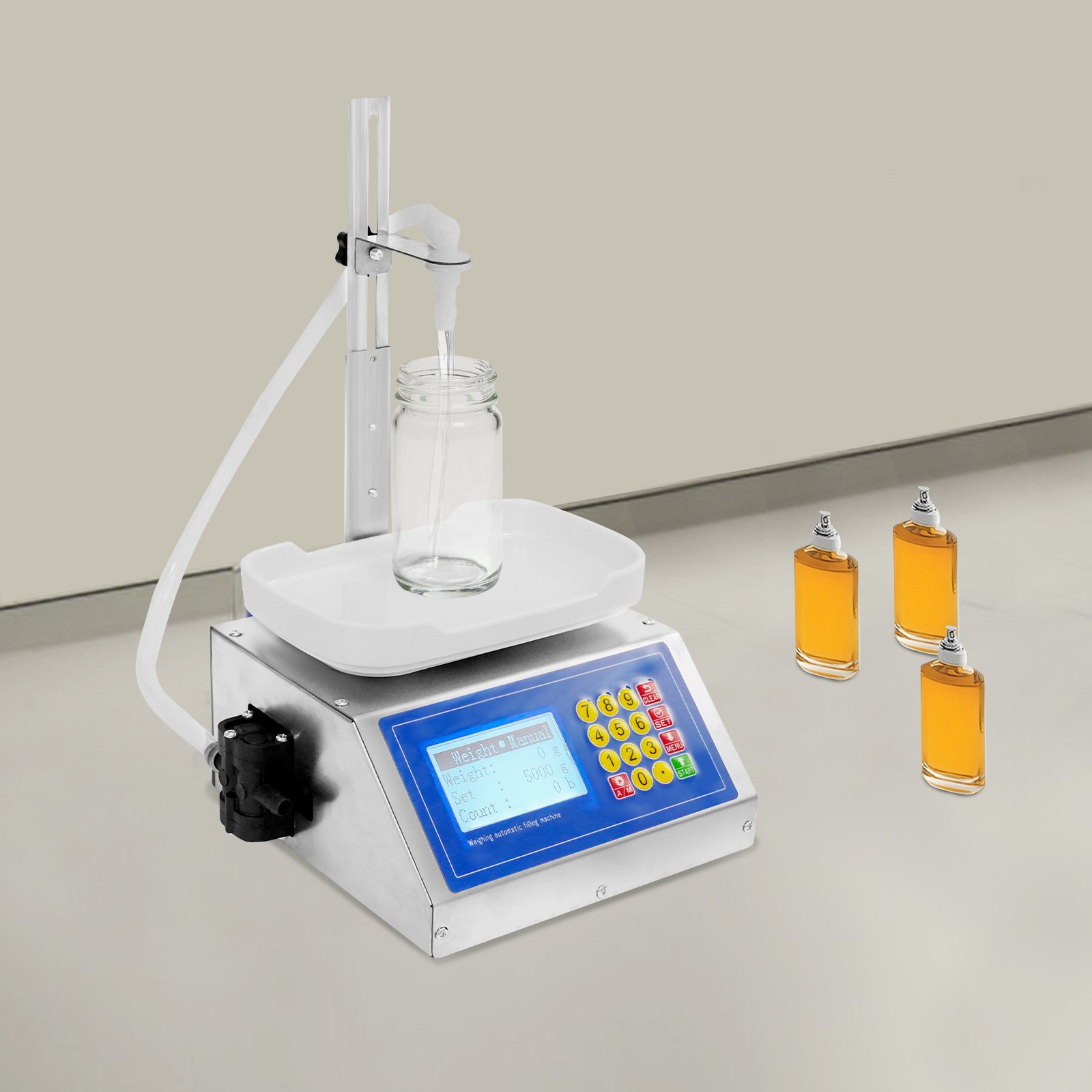 8g-3kg Automatic Weighing Quantitative Liquid Filling Machine 3.2L/0.7Gal/min
