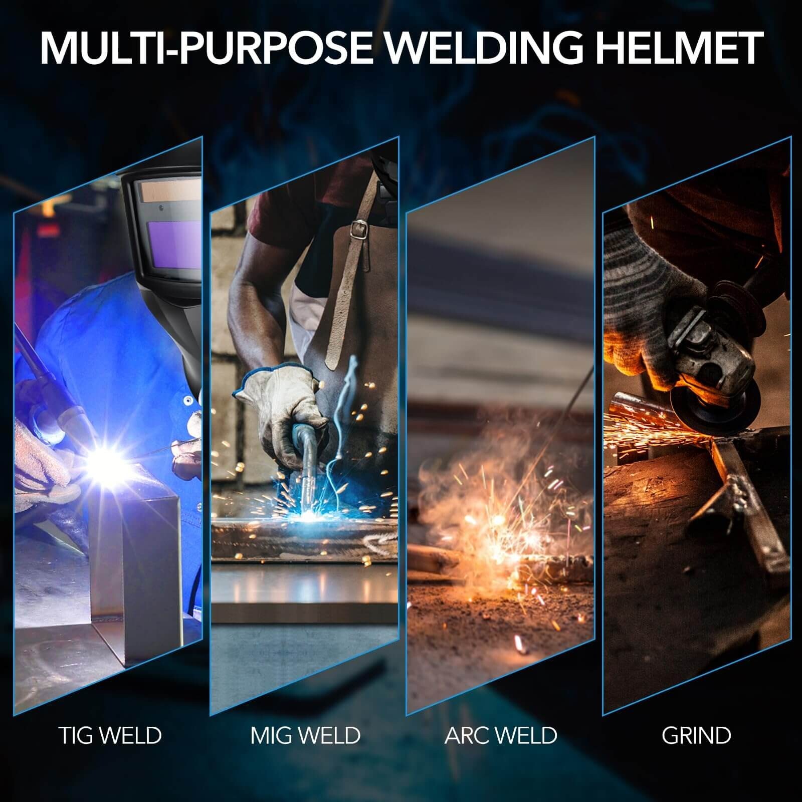 TRQWH Shark Design Auto-Darkening Welding Helmet with Wide View and LED Light