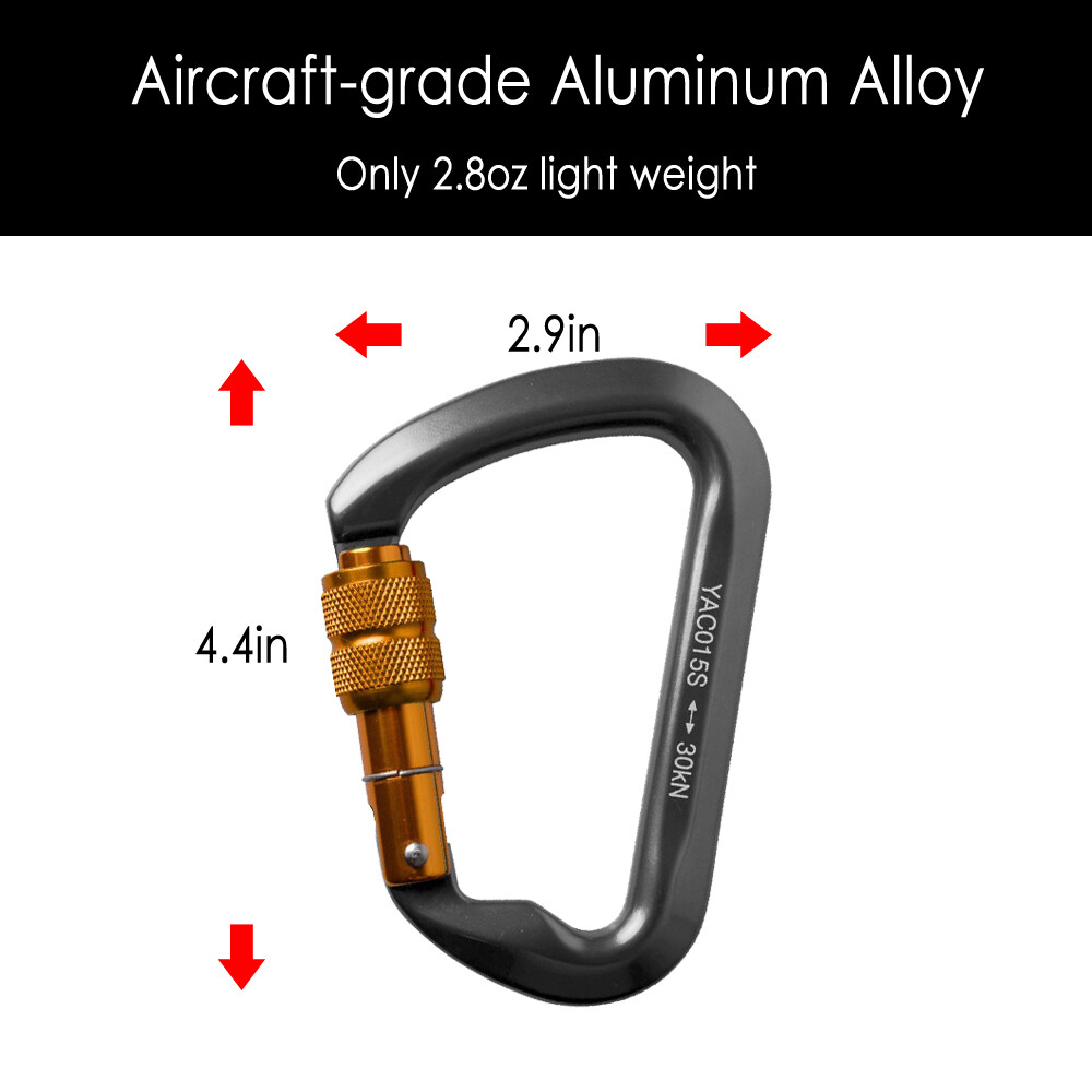 Screw Locking Carabiner +10mm Prusik Cord Loop Rock Climbing Rope Tree Arborist