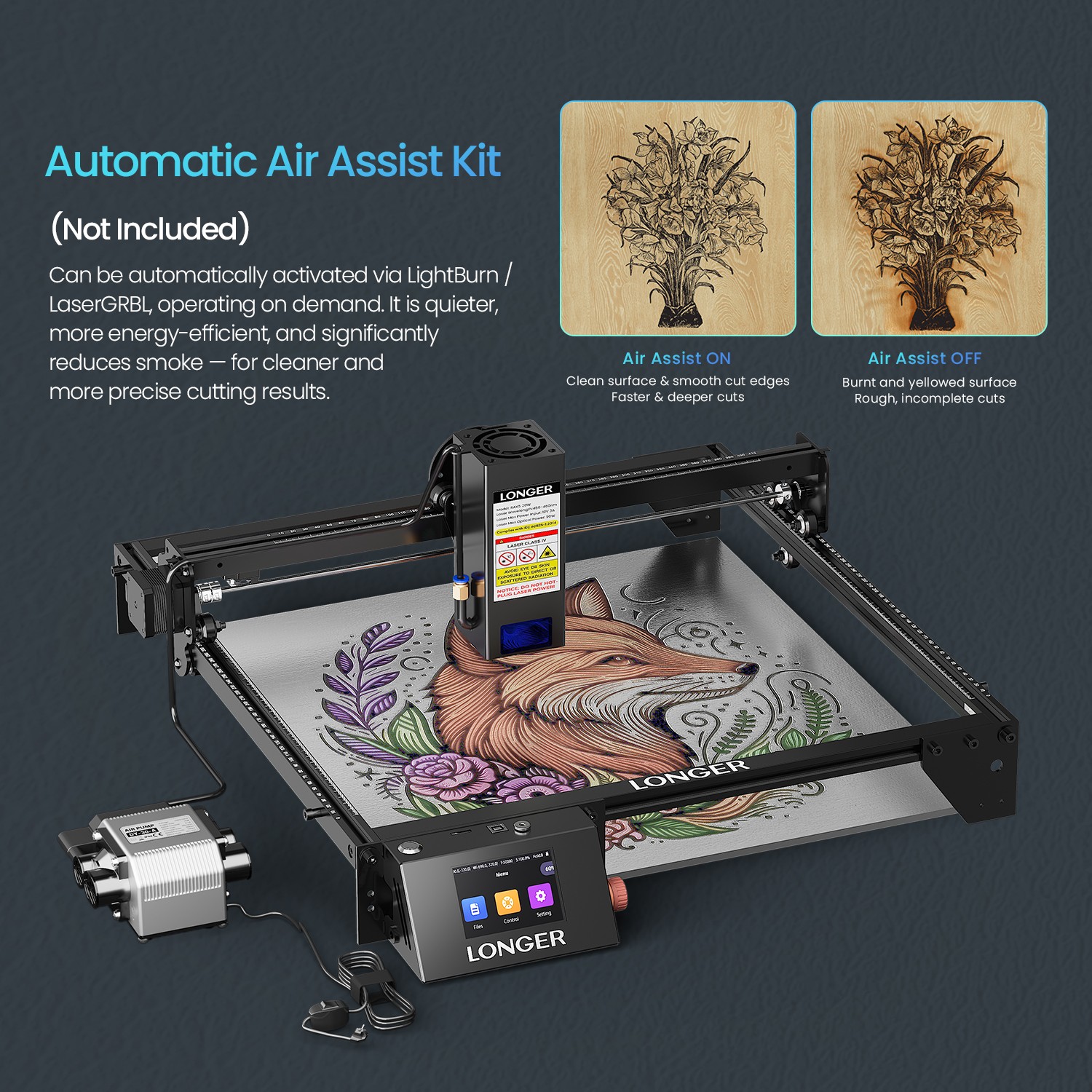 LONGER RAY5 20W Laser Engraver Machine DIY 3.5 ” Color Screen Precision US