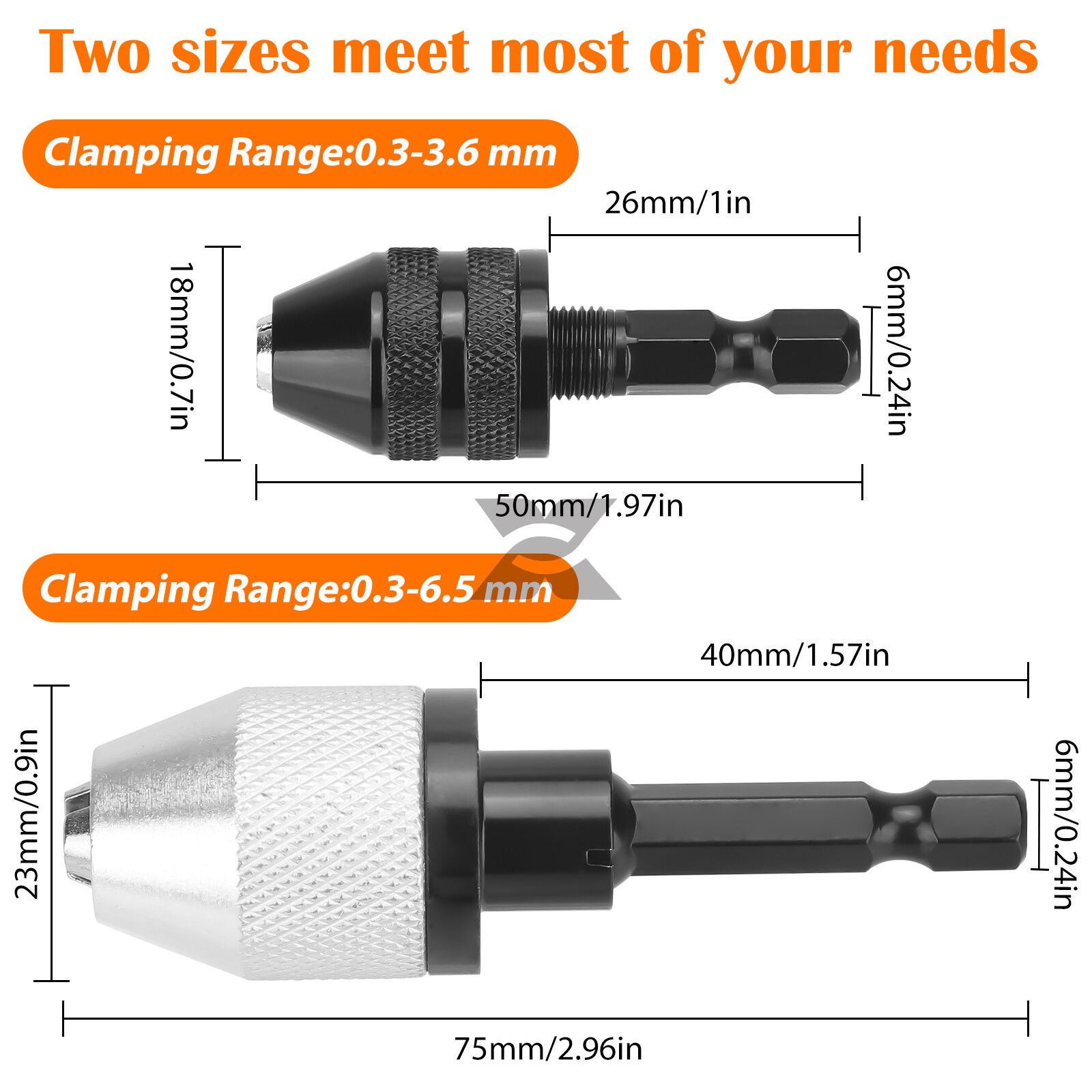 2x Keyless Chuck Conversion 1/4″ Hex Shank Adapter Drill Bit Quick Change Driver