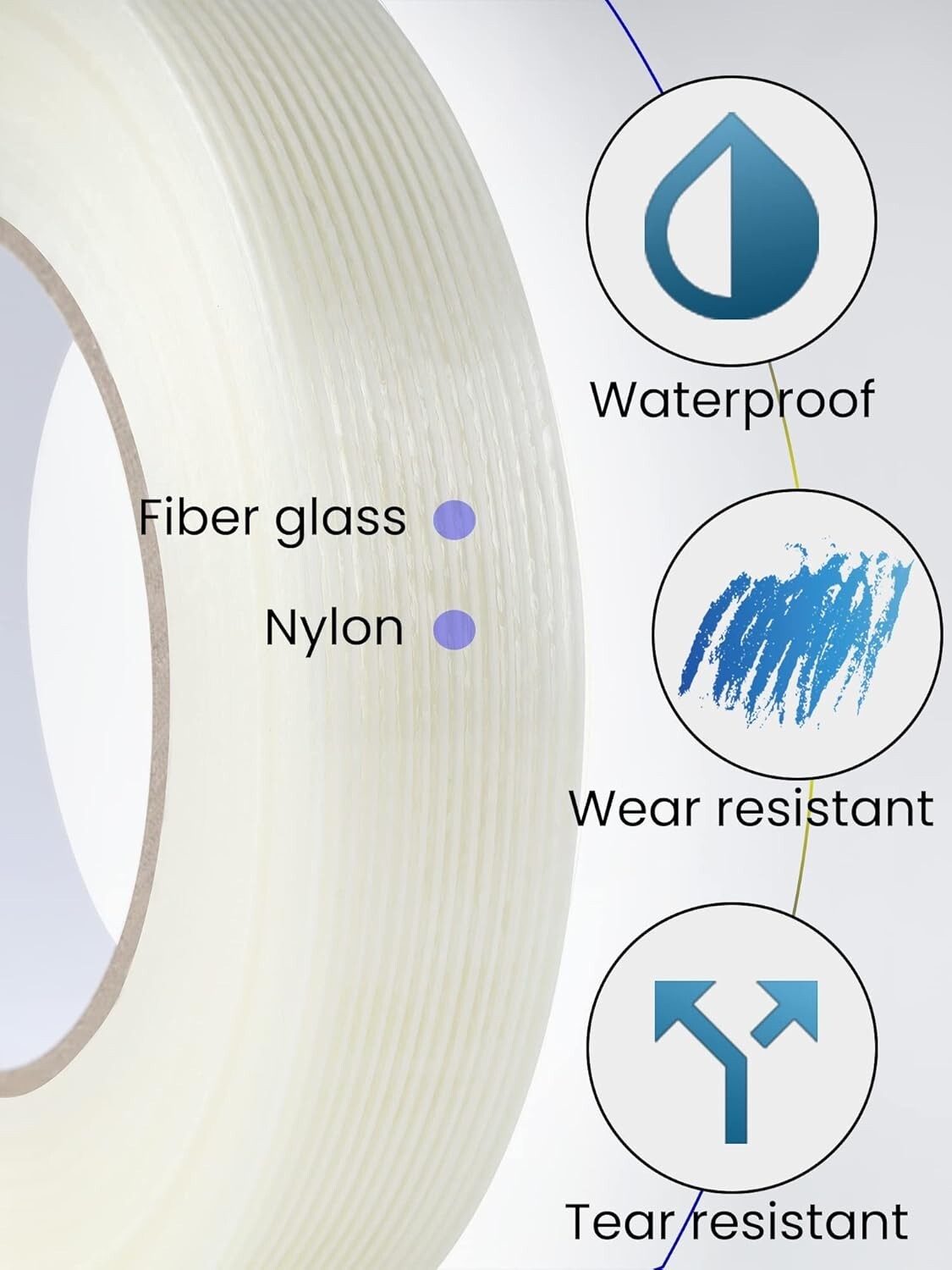 10 Rolls Filament Reinforced Strapping Fiberglass Tape 5.9 mil – 1 in. x 60 yds