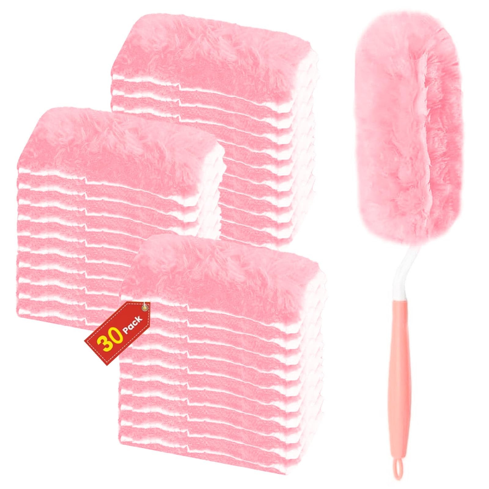 Pink Duster Refill for Swiffer Duster, 30 Count 30 & 1 Handle (Pink)