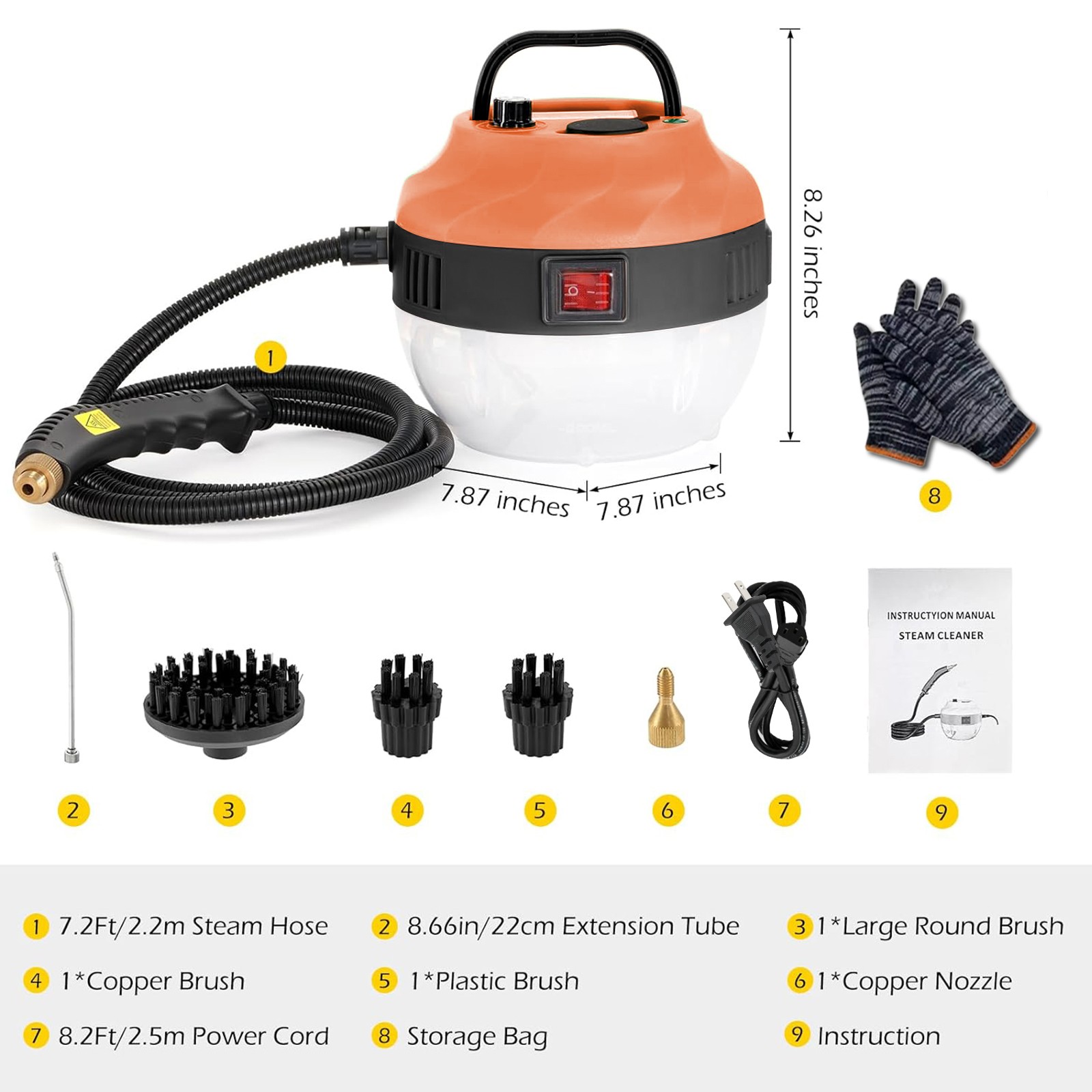 Steam Cleaner, 2500W High-Pressure Handheld Household Steam Cleaner