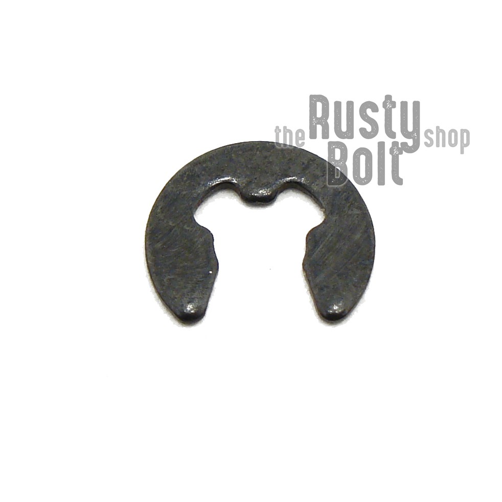 2.5mm, M2.5, E Clip, Black Steel, Circlip Side Mount, External Retaining Ring