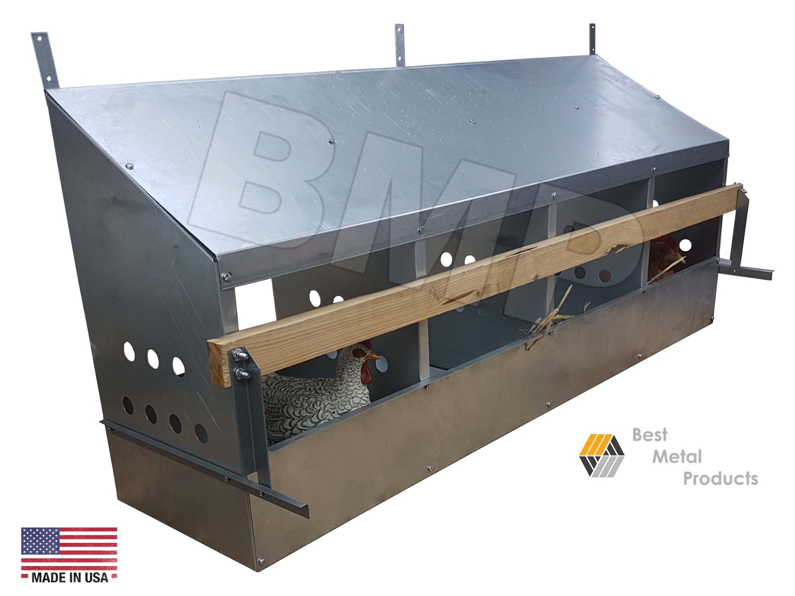 4 Hole Heavy Duty 23ga Galvanized Chicken Nesting Laying Roost Box 0300109
