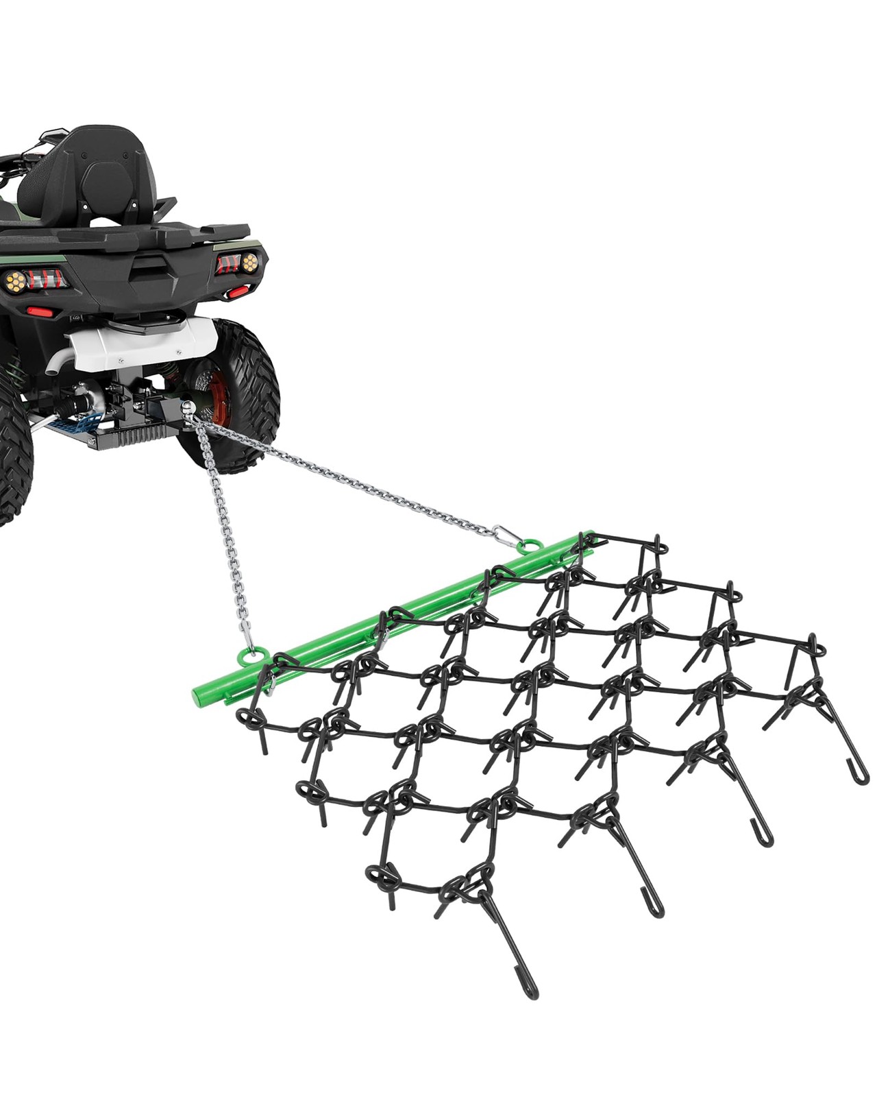 ATV UTV Tractor Drag Harrow 4×4 FT, 3/8″ & 1/2″ Teeth,Tow-Behind Grading ,Soil